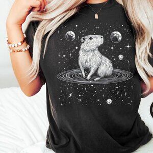 Capybara Space T-Shirt | Cute Celestial Capybara Meme Tee